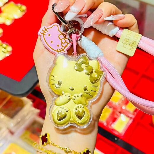 中国珠宝大褔hellokitty猫钥匙扣黄金挂件足金KT猫手机链999包包挂饰礼物 KT猫钥匙扣【20mg】（单挂件）