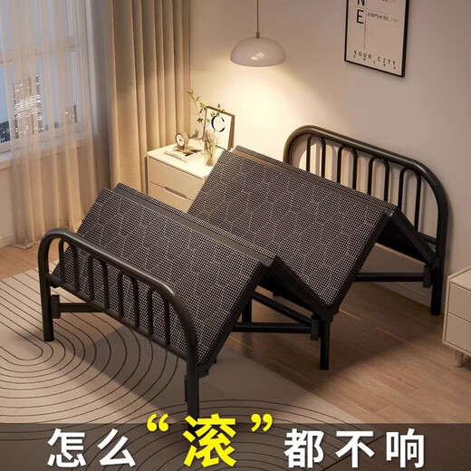 Saishan folding bed single bed household adult simple bed double bed 1 meter 2 dormitory rental house hard bed iron bed lunch break [thickened steel frame] 100*196cm 40% off