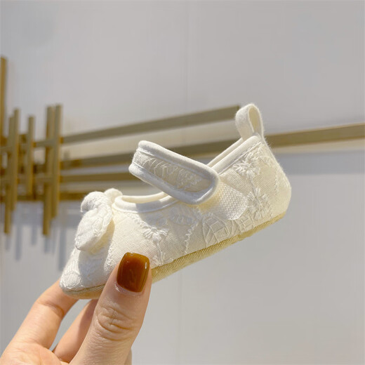 Ono seven-day baby toddler shoes spring and autumn baby lace princess shoes toddler color cotton newborn 100-day year-old cloth shoes without losing shoes baby toddler shoes lace bow 11cm inside