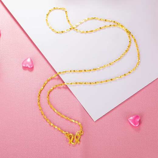 Wanmu pure gold 999 gold necklace gypsophila 24k women's clavicle chain classic versatile gold-plated Valentine's Day gift gypsophila necklace 50cm long 2.81g