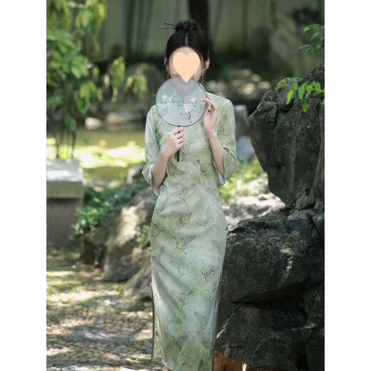 HUALIN FASHION绿色旗袍新款夏季2025春季新中式改良少女年轻款气质高端日常长裙 829绿色 M