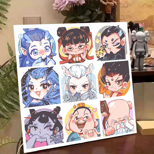 Light suit mon souhait Nezha Painting Board Nezha 2: Demon Child Can Haidiy Remplissage Coloriage Color Paint Cartoon dessiné à la main Ao Bing Decorative Painting Hy14381 80 * 80cm Cadre intérieur en bois massif épaisseur + cadre extérieur décoratif (