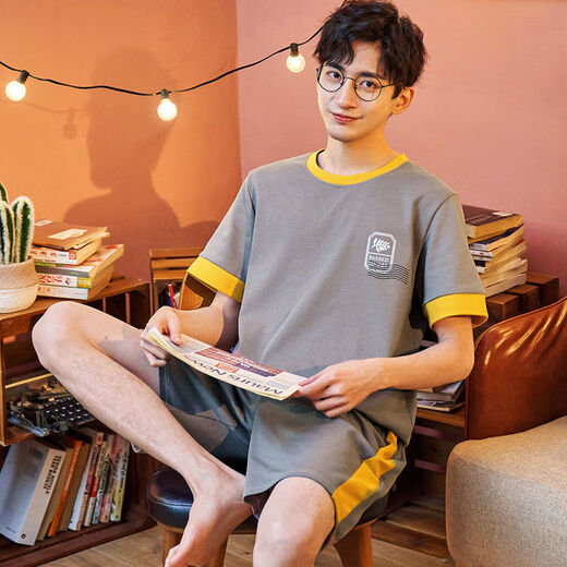 
Modal summer thin pure cotton pajamas for men can wear plus size summer home clothes short-sleeved youth boy suit 9928# (short-sleeved shorts) L [Recommended 95Jin[Jin equals 0.5 kg]-120Jin[Jin equals 0.5 kg]]