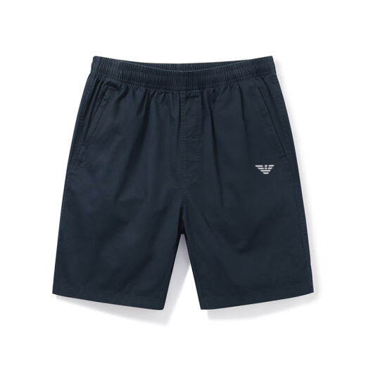 Armani Men's Pure. Pantalones cortos de algodón delgados en verano Nuevo color sólido suelto de color sólido de cinco puntos Tendencia 9224 Blue oscuro M Recomendado 100-120Jin [Jin equivale a 0.5 kg]