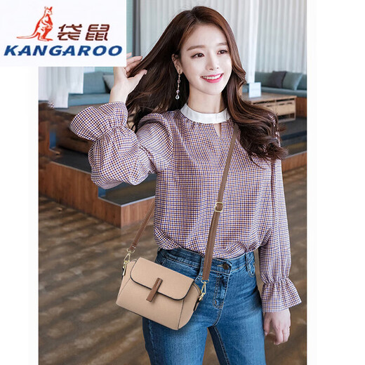Kangaroo (KANGAROO) shell bag women crossbody 2024 new bag women mini lightweight small shoulder bag fashionable soft leather mobile phone bag coin wallet yellow