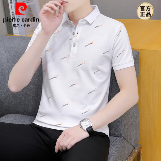 皮尔卡丹（pierre cardin）夏季男士短袖翻领polo.衫高端潮流有领子半袖青年T恤休闲百搭体恤 黑色 QY679 M 100-120斤