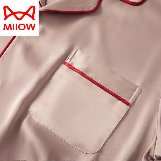 猫人（MiiOW）睡衣男夏季真丝薄款短袖长裤春秋家居服丝绸感欧美2025新款 松绿色 3899 L (体重100-130斤)