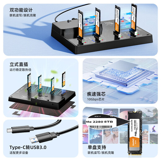 麦沃（MAIWO） M.2 NVMe/AHCI固态硬盘盒拷贝机 Type-C外置笔记本台式固态硬盘读取盒 M.2 NVMe/SATA硬盘对拷机 【工业级】双排NVMe硬盘拷贝机-K3015P2