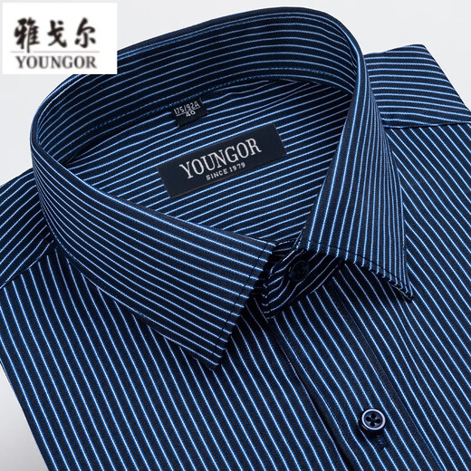 CEO Yageol Long Sleeve Shirt Men's 2025 New Pure Cotton No-Iron Middle-aged Casual High-end Professional Shirt 6624 38 (Suggested 100-115Jin [Jin equals 0.5 kg])