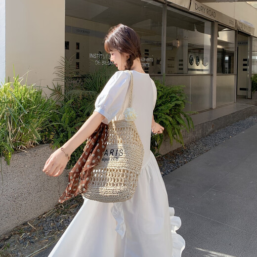 Yuan nacionalidad Diseño con volantes Falda irregular para mujeres en verano 2025 Nuevo francés romántico pequeño vestido largo 6627 leche blanca l
