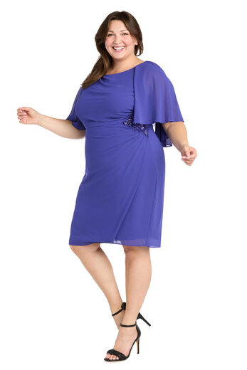 R&M RichardsRichards Elegant beaded detail cocktail dress Chiffon Shawl, Violet, 10 Violet 10