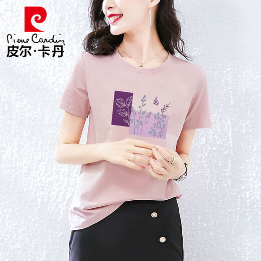 Pierre Cardin Light Luxury High-End Pure Cotton Kurzärmelte T-Shirt für Frauen im Sommer Lose lässiger koreanischer Mode-Mode-Mode-T-Shirt T-Shirt Top Z-6193 White M (Empfohlen 80-105 Jin [Jin gleich 0,5 kg]))