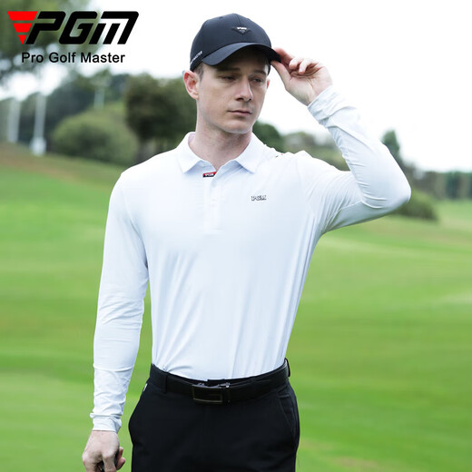 
PGM golf clothing men's long-sleeved T-shirt ice silk sleeve laser punching YF681-white [top] [ice