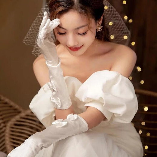 Gants de mariage en satin qiao mi
