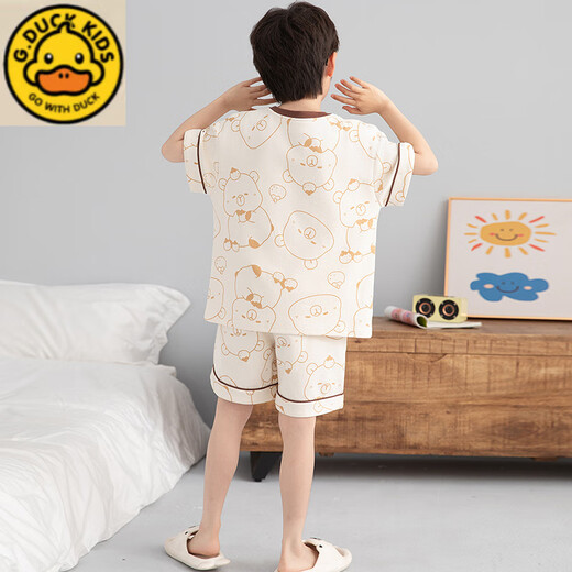 G. DUCKKIDS男童睡衣纯棉短袖卡皮巴拉2025超火两件套夏装儿童家居服大童套装 N694哪咤 150 cm/大童S码体重70-85斤拍这
