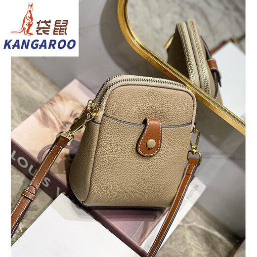 Kangourou 2025 petit sac pour femme nouveau style sac pour femme en cuir véritable souple sac pour téléphone portable sac seau polyvalent sac à bandoulière tendance mini sac pour femme blanc cassé