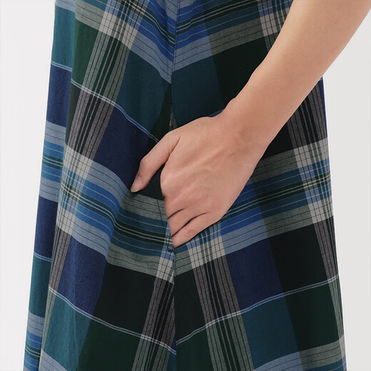 
MUJI women's Madras checked sleeveless dress women's skirt dress 25 summer new BC2NMA5S green checked S (155/80A)