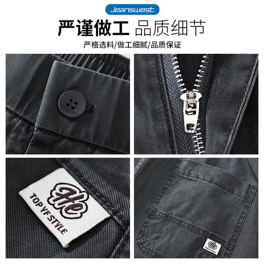 真维斯（Jeanswest）休闲裤男夏季薄款宽松美式直筒阔腿工装男裤潮流百搭男士长裤子 灰色 2XL 【建议140-160斤】