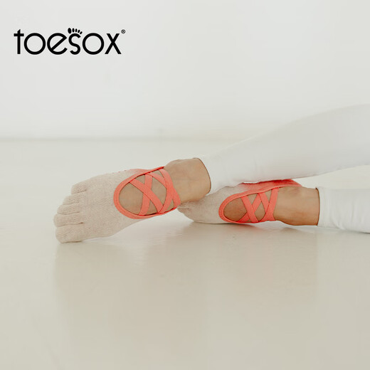 Toesox yoga socks five-toe socks Pilates dance non-slip particle elastic sports socks black S (size 34~38)