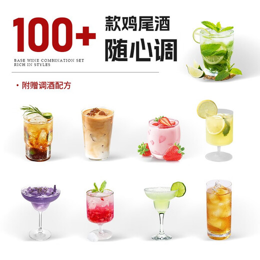
FAST.KING Wine Beverage Base Wine Set Vodka Cocktail Whiskey Brandy Rum Gin Water of Life [8 Bottles of Beverage Base Wine Combination] + Beverage Tools