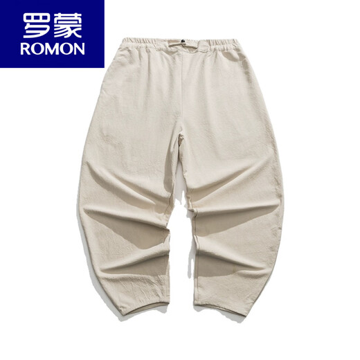 Romon Retro Style Leinenhose Männer lose Haremhosen Meditation Baumwollwäsche Casual Hosen Sommer mit breitem Bein Laternenhosen Black 4xl 190-210jin [Jin entspricht 0,5 kg]