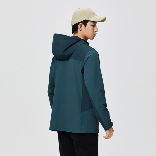 ANTA Sports Jacket Men's Outdoor Water-Repellent Fishing Jacket Mountaineering Thin Hooded Running Jacket Winter New Long-Sleeved Men Water-Repellent Ninja Green/Tianpine Green-1 XL
