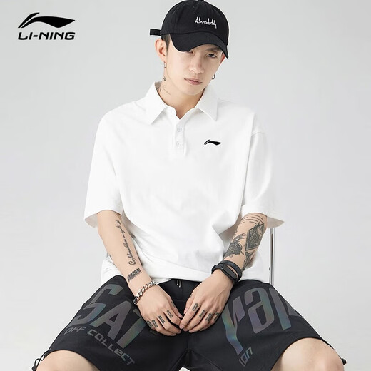 Li Ning lapel polo shirt men's short-sleeved clothes spring and summer new summer pure cotton casual breathable half-sleeved T-shirt men's T-shirt