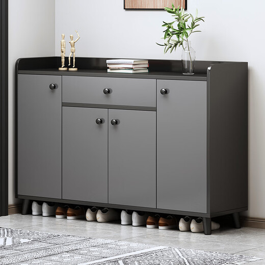 Saichu shoe cabinet simple household multi-layer storage living room door entrance cabinet small apartment storage shoe cabinet shelf recommended four doors and one drawer sky gray 120cm