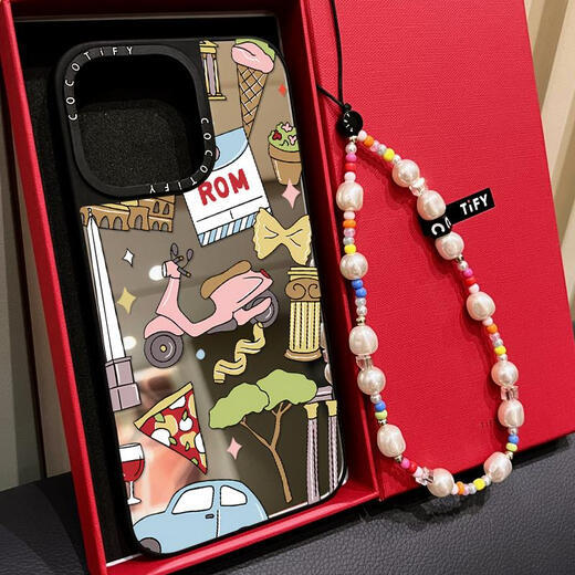 CaSetify Co-Branded Megan McKean Melbourne Sydney geeignet für iPhone16Promax Mobiltelefon Fall 15pro Apple 14 Mirror Magnetic 13 Protective Case 12 gefälschte Tify [CB719 Paris Travel Sticker] Silver Mirror iPhone 15