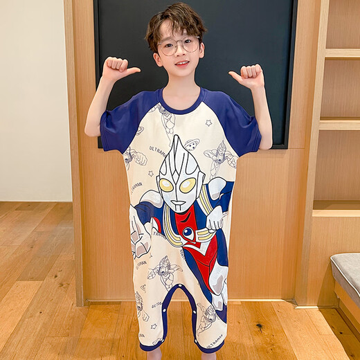 买一送一儿童睡衣奥特曼恐龙连体衣男童防踢被着凉宝宝纯棉家居服 JY9921+9923 110 小童10码身高100-110cm40斤内