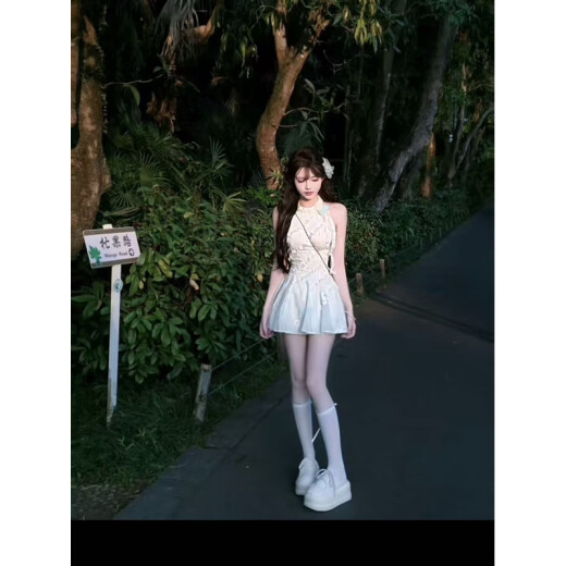 以欧（YIOU）日常可穿夏季甜美收腰设计感短款连衣裙6624 连衣裙 L