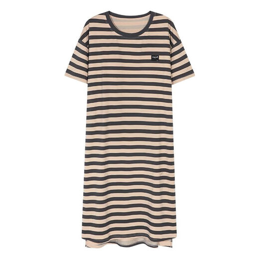 Yalu 2025 Nouvelle chemise de nuit avec poitrine de poitrine pour le coton pur d'été féminin à manches courtes à manches minces à rayures en pyjamas à la maison en pyjamas avec poitrine 14110 xl 170 Poids recommandé 120-140jin [Jin est égal à 0,5 kg]