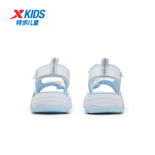 XTEP children's beach shoes summer girls middle and large children Velcro easy to put on and take off wear-resistant soles fashionable sweet style sandals new white/moon blue 33