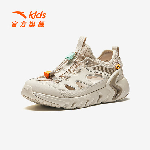 ANTA Children's Sandals Men's Big Children's Shoes 2025 Summer New Kawagoe Outdoor River Tracing Shoes Soft Elastic Breathable Beach Shoes White-1 35 Inner Length 22cm