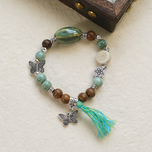 
Chishe non-chip Jingdezhen ceramic bracelet new Chinese style fresh handmade ancient style beaded bracelet 1049-04 Cave Fairy Song