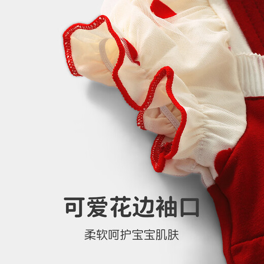 优奇婴儿衣服女宝宝夏季薄款连体衣满月服百天喜庆周岁礼服女童夏款