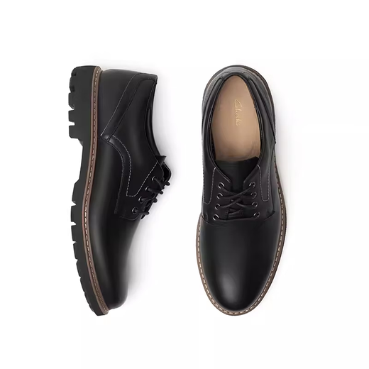 Clarks Men's Shoes Autumn Genuine Leather British Business Formal Leather Shoes Derby Shoes Batcombe Hall Black 42