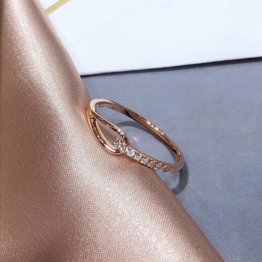 Fat Donglai same style rose gold ring 18k gold women's Au750 moissanite diamond row ring big lucky tail 18k rose gold diamond ring size 8