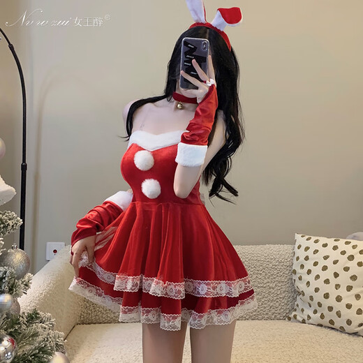 
Desire for a try on sexy underwear 2025 new sexy Christmas bunny girl seductive outfit passionate bed couple dating suit New Year rabbit suit [red] + 9756 hollow net suit M (recommended 80-105Jin [Jin equals 0.5 kg])