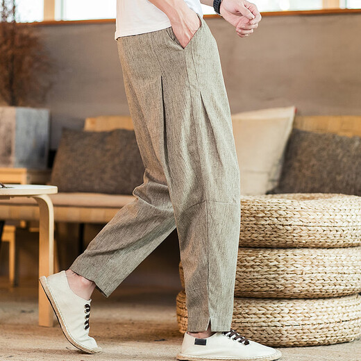 Kazuki Kuraishi Marca moderna Pantalones de lino de estilo chino