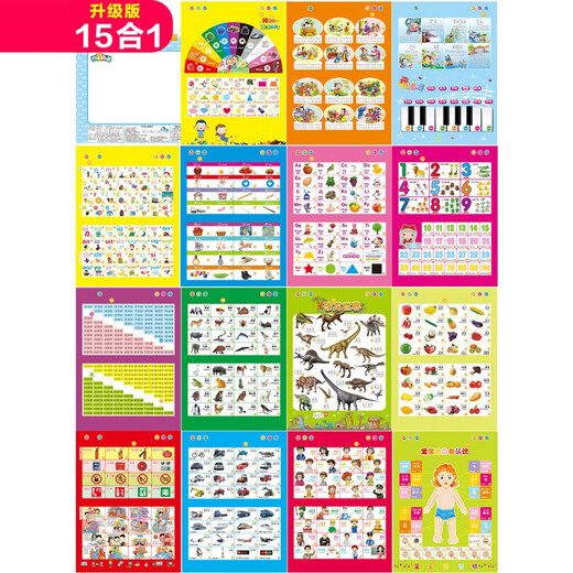 幼儿早教机点读发声书中英文画本儿童电子书学习宝宝3岁6益智玩具 15合一点读画本