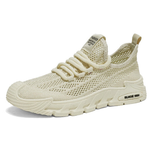 Huilirui Coconut Shoes Men's Shoes New Breathable Hollow Mesh Shoes Men's Sports Shoes Non-Slip Casual Flying Daddy Shoes Q9221 Gray 40
