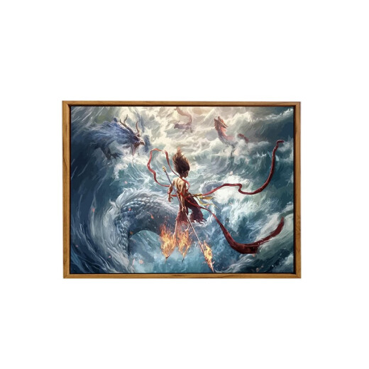 2025新款哪吒2之魔童闹海数字油画DIY手工手绘涂鸦卡通感装饰 LL12173 60*80cm加厚实木内框+美观外框