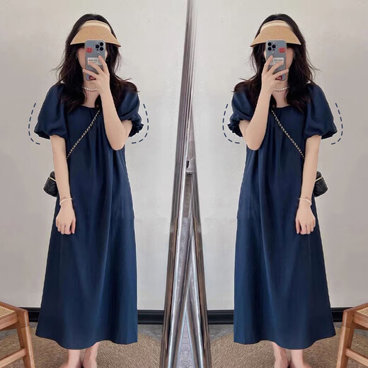 Jingqi (JOYNCLEON) maternity dress summer thin dress trendy mother fresh maternity summer dress small Korean version maternity dress blue L
