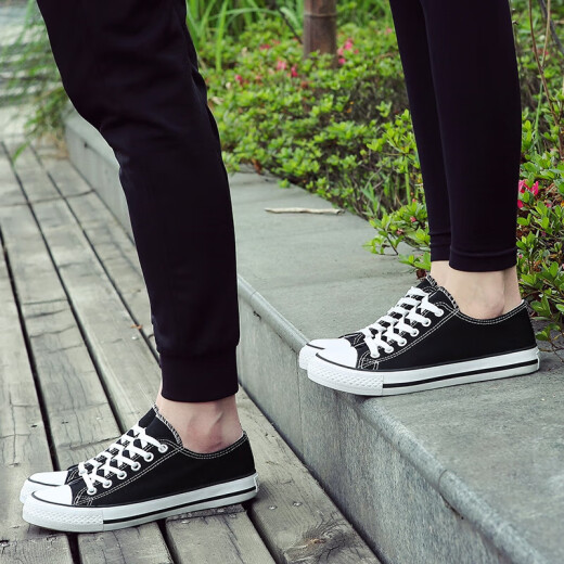 
European Pastoral couple canvas shoes for men 2025 summer new low top casual sports shoes for men trendy and versatile (PJ) 6621 black 36