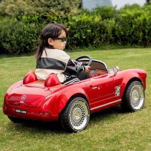 Kangshuai Aibeimei children's electric car, four-wheeled, can be made into a human being, with remote control, can be driven, a toddler toy car, 1-5 years old, electric car for children with red paint, leather seat + remote control + 12V7A + trunk