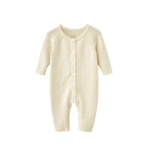 Enhennbaby infant knitted jumpsuit spring and autumn long-sleeved clothes for men and women baby winter clothes baby robe beige 90cm