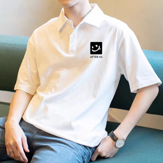 Offizielle Website Offizielle Store Flaggschiff amerikanische Retro-Männer-Polo-Shirt Kurzarm Lose vielseitigem Reverskörper 3895-Wasp White 11xl M 85-110jin [Jin ist gleich 0,5 kg]