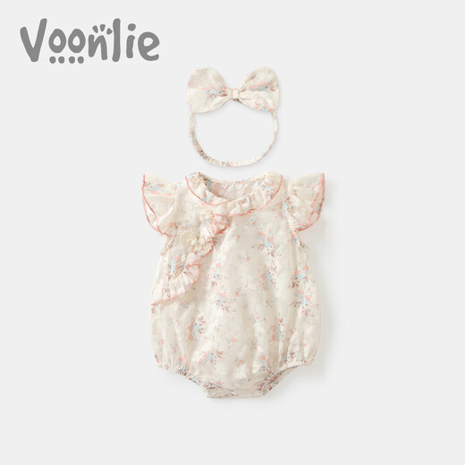 
Fanhunting baby clothes summer clothes newborn bags baby girl onesie princess full moon 100 days ha-shirt summer M9925 meters white 90cm
