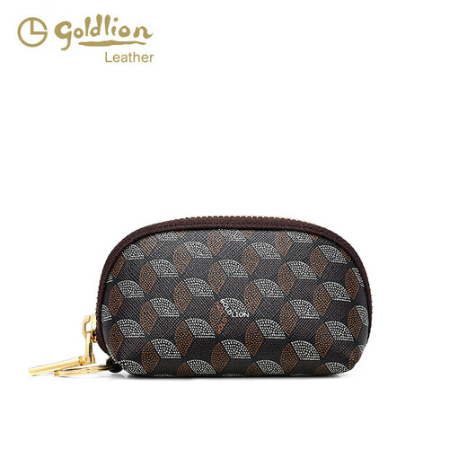 金利来（Goldlion）【新品】时尚印花手拿包女2025新款零钱包短款钱士迷你钥匙包潮 啡色